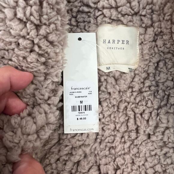 NWT Francesca's Harper Heritage Rose Pink Wubby Open Cardigan Vest - Picture 9 of 10